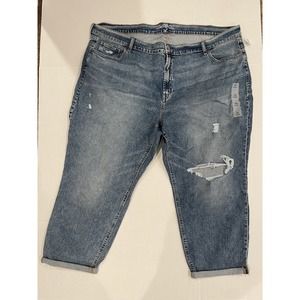 Old Navy Womens Jeans Plus Sz 26 Boyfriend Mid Rise Distressed Blue Denim NEW